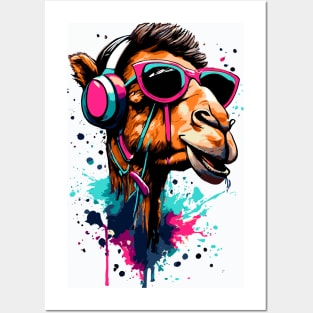 DJ Camel - Colourful Dromedary Camel Head Posters and Art